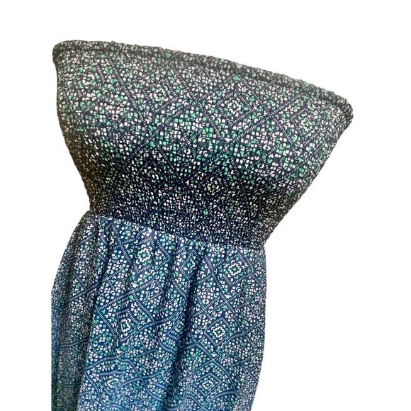 OLD NAVY OMBRE DRESS MAXY STRAPLESS SZ S BLUE GREEN WAVY RUCHED BEACHY AESTHETIC - Picture 8 of 15